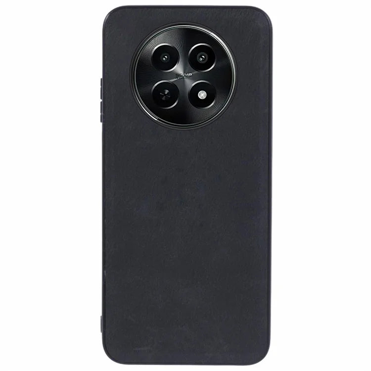 For Realme C65 5G Case Leather Coated PC+TPU Protective Back Cover Solid Color