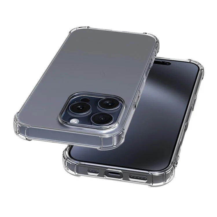 WANLONFENG FS Series for iPhone 16 Pro Max Case Clear TPU Phone Cover with Tempered Glass Film