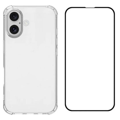 WANLONFENG FS Series for iPhone 16 Plus TPU Phone Case with Screen Film 2-in-1