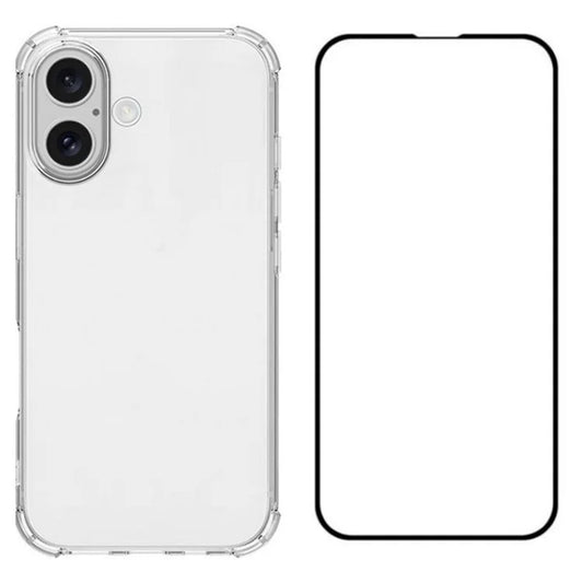 WANLONFENG FS Series for iPhone 16 Plus TPU Phone Case with Screen Film 2-in-1