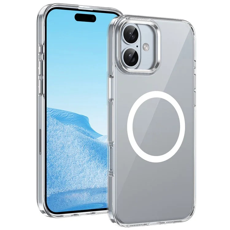 For iPhone 16 Magnetic Case Hard PC Scratch Resistant Back Transparent  Cover