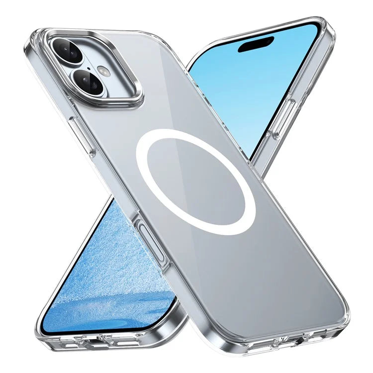 For iPhone 16 Magnetic Case Hard PC Scratch Resistant Back Transparent  Cover