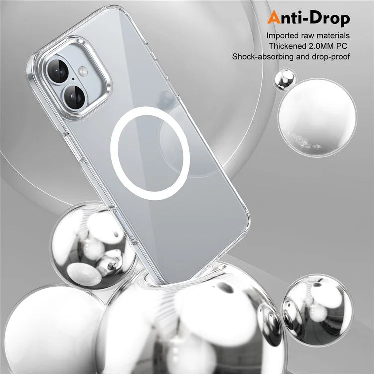 For iPhone 16 Magnetic Case Hard PC Scratch Resistant Back Transparent  Cover
