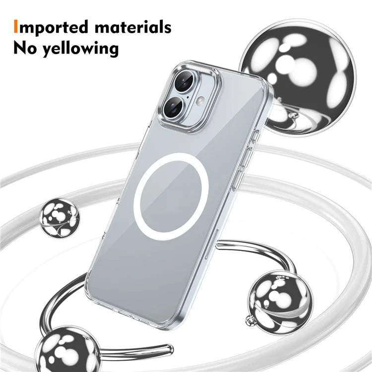 For iPhone 16 Magnetic Case Hard PC Scratch Resistant Back Transparent  Cover