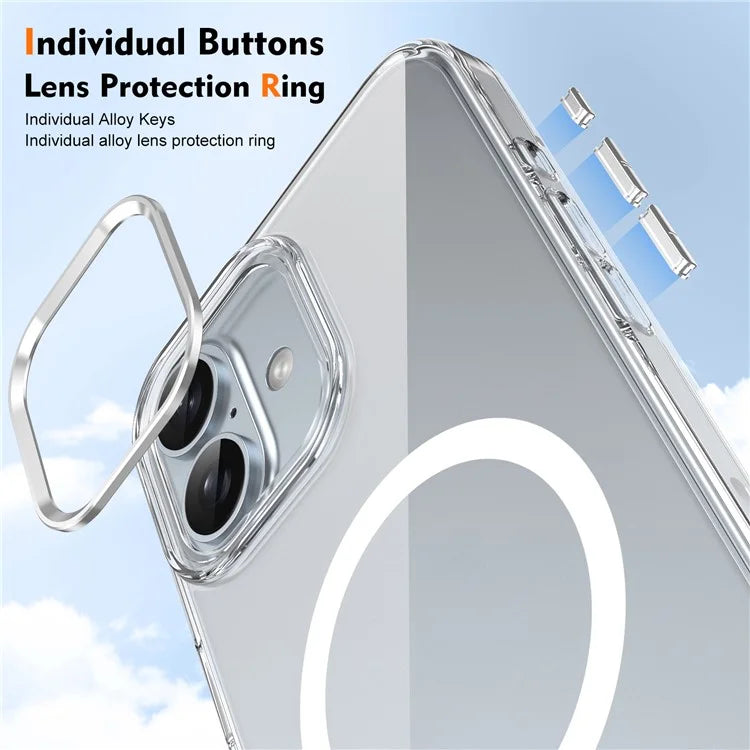 For iPhone 16 Magnetic Case Hard PC Scratch Resistant Back Transparent  Cover