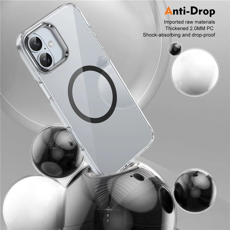 For iPhone 16 Magnetic Case Hard PC Scratch Resistant Back Transparent  Cover