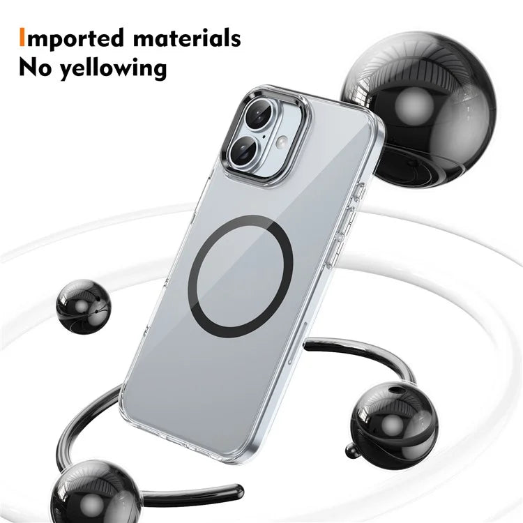 For iPhone 16 Magnetic Case Hard PC Scratch Resistant Back Transparent  Cover