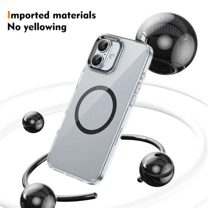 For iPhone 16 Magnetic Case Hard PC Scratch Resistant Back Transparent  Cover