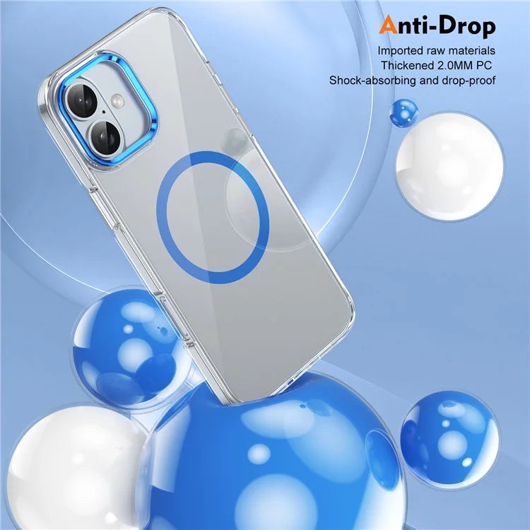 For iPhone 16 Magnetic Case Hard PC Scratch Resistant Back Transparent  Cover
