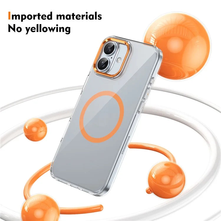 For iPhone 16 Magnetic Case Hard PC Scratch Resistant Back Transparent  Cover