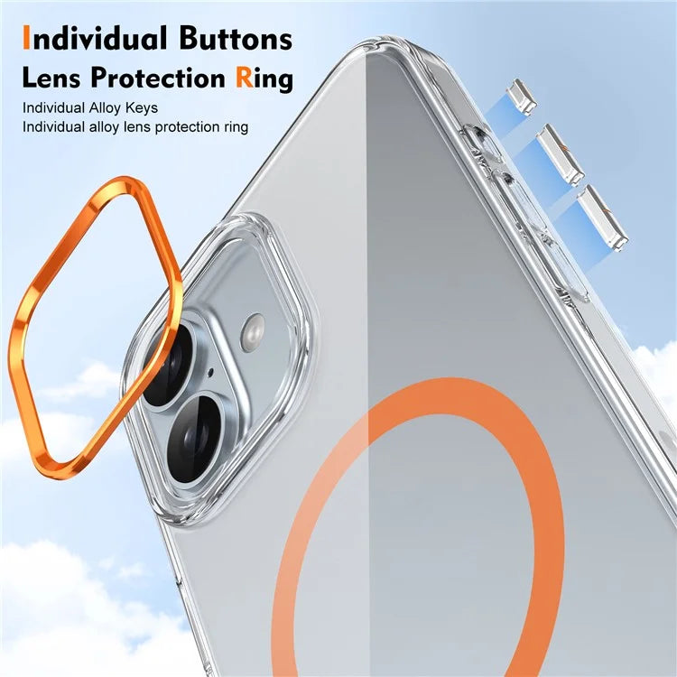 For iPhone 16 Magnetic Case Hard PC Scratch Resistant Back Transparent  Cover