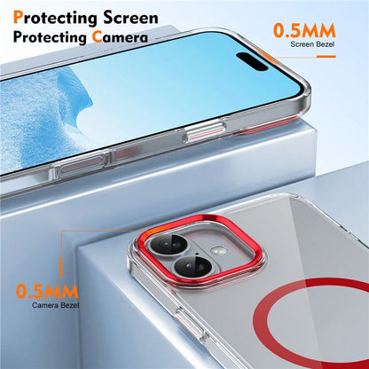 For iPhone 16 Magnetic Case Hard PC Scratch Resistant Back Transparent  Cover