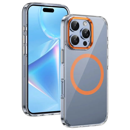 For iPhone 16 Pro Magnetic Case Transparent Crystal PC Hard Back Phone Cover