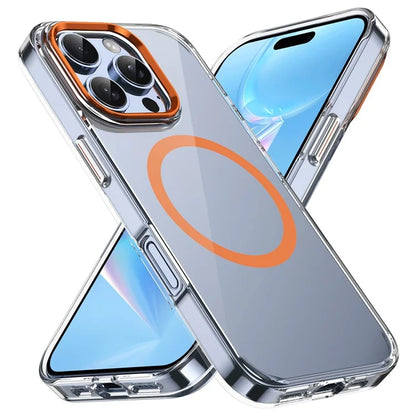 For iPhone 16 Pro Magnetic Case Transparent Crystal PC Hard Back Phone Cover
