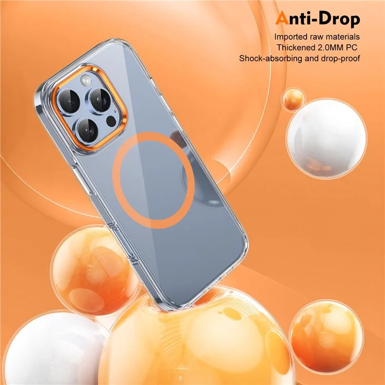 For iPhone 16 Pro Magnetic Case Transparent Crystal PC Hard Back Phone Cover