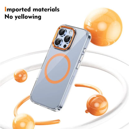 For iPhone 16 Pro Magnetic Case Transparent Crystal PC Hard Back Phone Cover