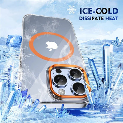 For iPhone 16 Pro Magnetic Case Transparent Crystal PC Hard Back Phone Cover