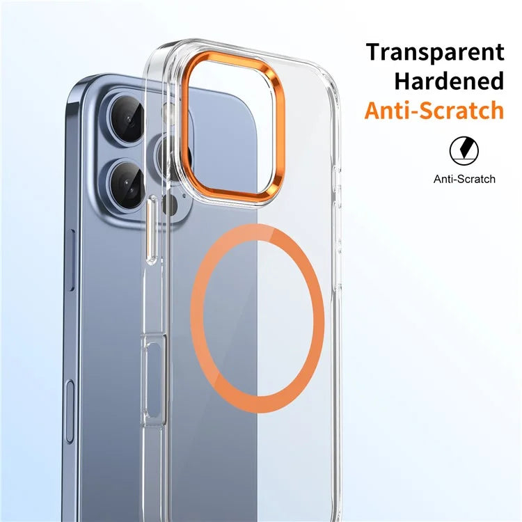 For iPhone 16 Pro Magnetic Case Transparent Crystal PC Hard Back Phone Cover