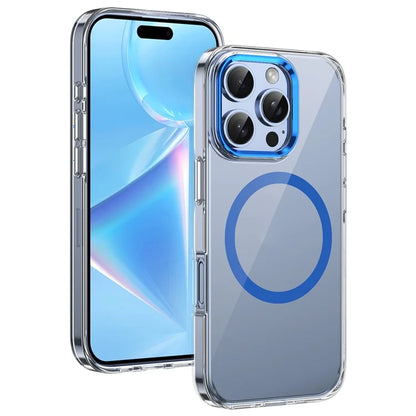 For iPhone 16 Pro Magnetic Case Transparent Crystal PC Hard Back Phone Cover