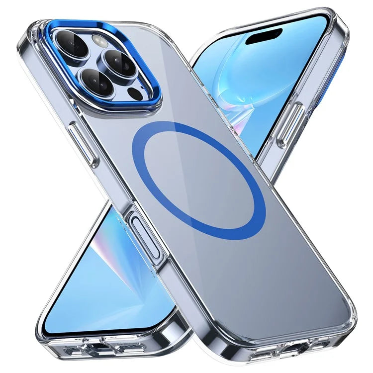 For iPhone 16 Pro Magnetic Case Transparent Crystal PC Hard Back Phone Cover