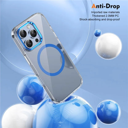 For iPhone 16 Pro Magnetic Case Transparent Crystal PC Hard Back Phone Cover