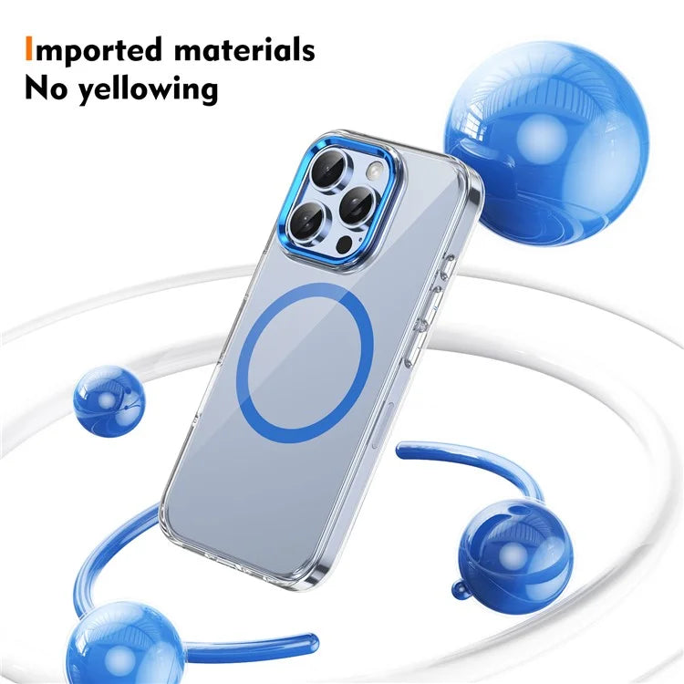 For iPhone 16 Pro Magnetic Case Transparent Crystal PC Hard Back Phone Cover