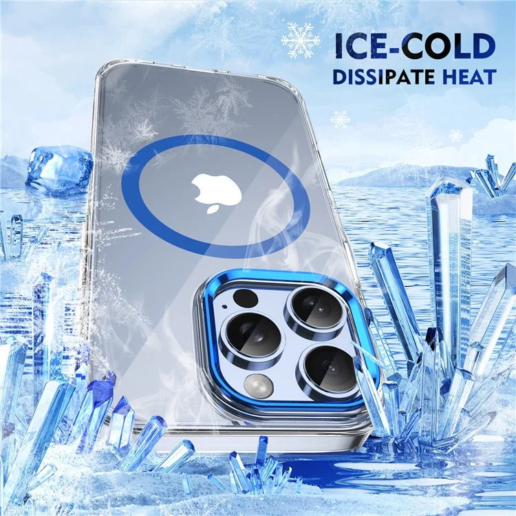 For iPhone 16 Pro Magnetic Case Transparent Crystal PC Hard Back Phone Cover