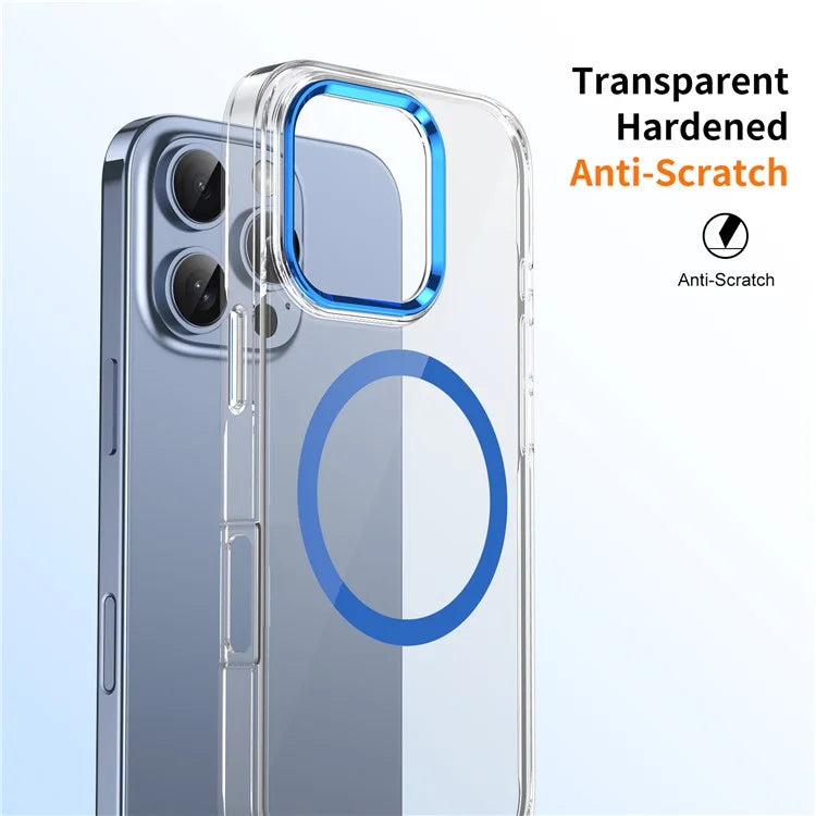 For iPhone 16 Pro Magnetic Case Transparent Crystal PC Hard Back Phone Cover