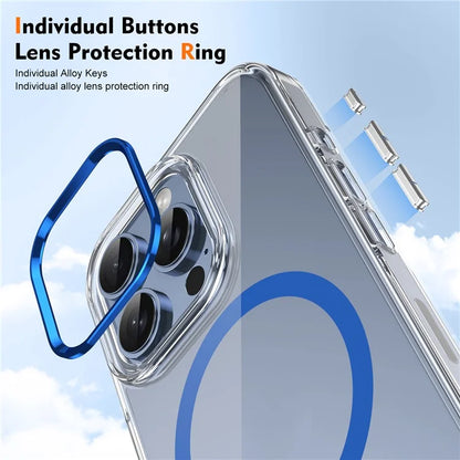 For iPhone 16 Pro Magnetic Case Transparent Crystal PC Hard Back Phone Cover