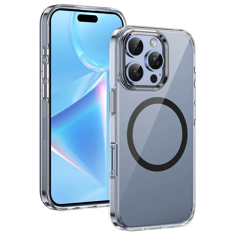 For iPhone 16 Pro Magnetic Case Transparent Crystal PC Hard Back Phone Cover