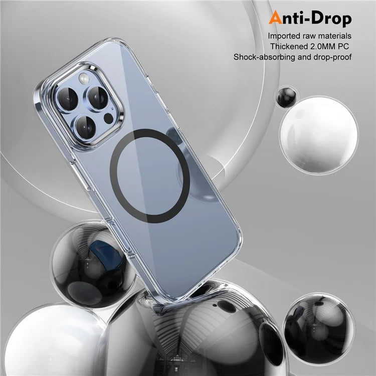 For iPhone 16 Pro Magnetic Case Transparent Crystal PC Hard Back Phone Cover