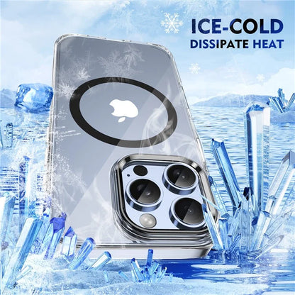 For iPhone 16 Pro Magnetic Case Transparent Crystal PC Hard Back Phone Cover