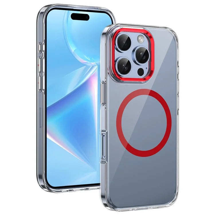 For iPhone 16 Pro Magnetic Case Transparent Crystal PC Hard Back Phone Cover