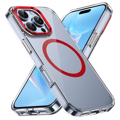 For iPhone 16 Pro Magnetic Case Transparent Crystal PC Hard Back Phone Cover