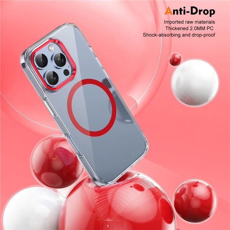 For iPhone 16 Pro Magnetic Case Transparent Crystal PC Hard Back Phone Cover