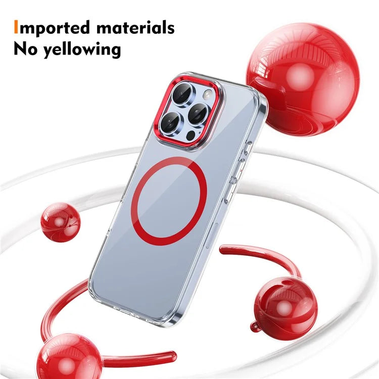 For iPhone 16 Pro Magnetic Case Transparent Crystal PC Hard Back Phone Cover