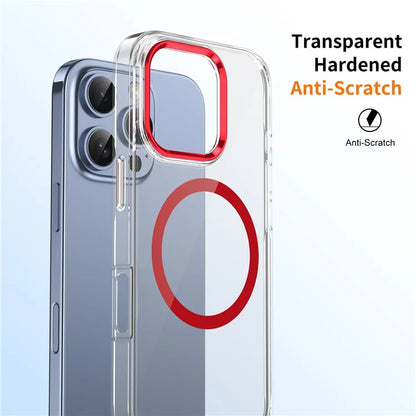 For iPhone 16 Pro Magnetic Case Transparent Crystal PC Hard Back Phone Cover