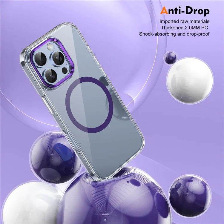 For iPhone 16 Pro Magnetic Case Transparent Crystal PC Hard Back Phone Cover