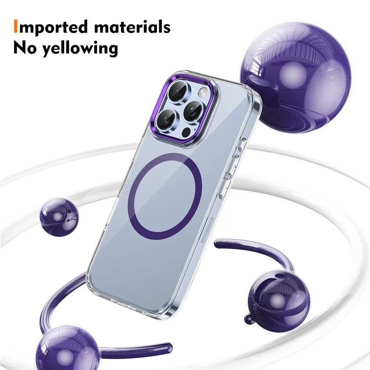 For iPhone 16 Pro Magnetic Case Transparent Crystal PC Hard Back Phone Cover