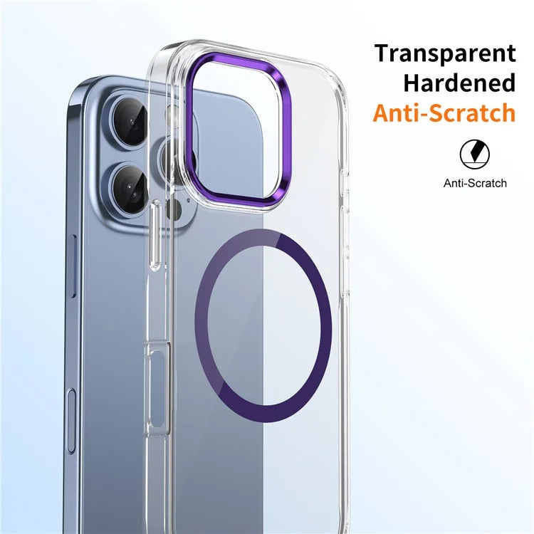 For iPhone 16 Pro Magnetic Case Transparent Crystal PC Hard Back Phone Cover