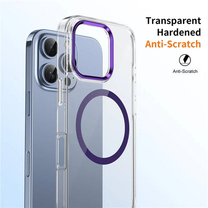 For iPhone 16 Pro Magnetic Case Transparent Crystal PC Hard Back Phone Cover
