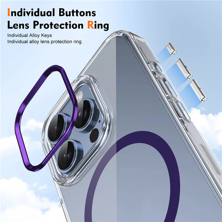 For iPhone 16 Pro Magnetic Case Transparent Crystal PC Hard Back Phone Cover