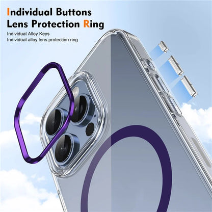 For iPhone 16 Pro Magnetic Case Transparent Crystal PC Hard Back Phone Cover