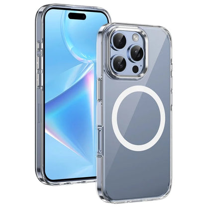For iPhone 16 Pro Magnetic Case Transparent Crystal PC Hard Back Phone Cover
