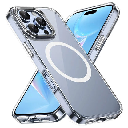 For iPhone 16 Pro Magnetic Case Transparent Crystal PC Hard Back Phone Cover