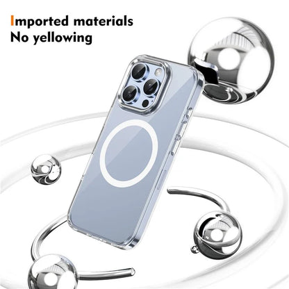 For iPhone 16 Pro Magnetic Case Transparent Crystal PC Hard Back Phone Cover