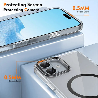 For iPhone 16 Plus Magnetic Case Clear Anti-Scratch PC Hard Cover