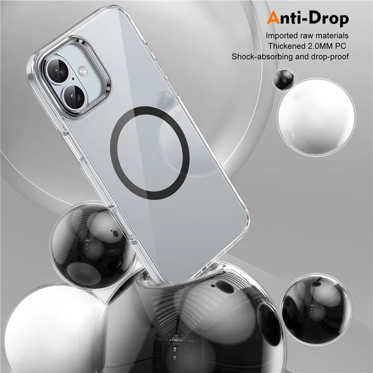 For iPhone 16 Plus Magnetic Case Clear Anti-Scratch PC Hard Cover