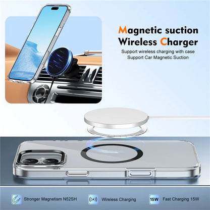 For iPhone 16 Plus Magnetic Case Clear Anti-Scratch PC Hard Cover