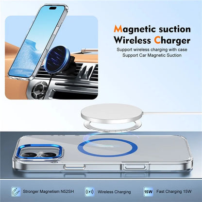 For iPhone 16 Plus Magnetic Case Clear Anti-Scratch PC Hard Cover